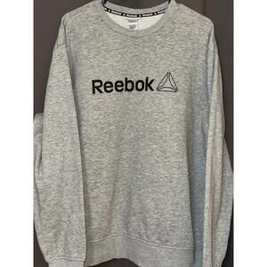 Reebok Sweatshirt L Light Gray Logo Pullover Casual Gymwear